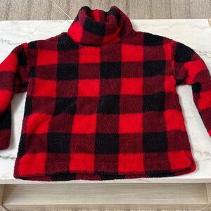 Red and Black Plaid Turtleneck SHERPA Sweater.